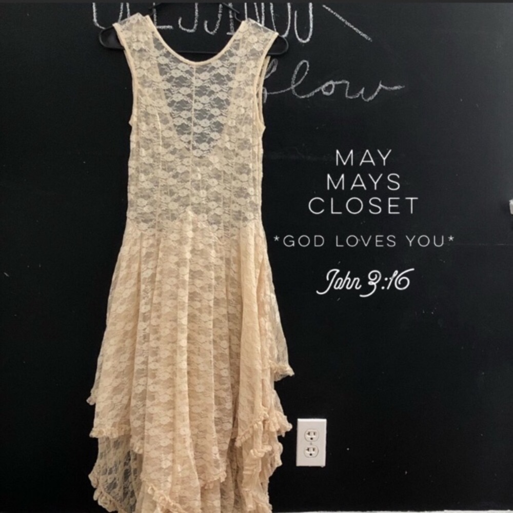 Free People French Courtship Lace Ruffle Slip S